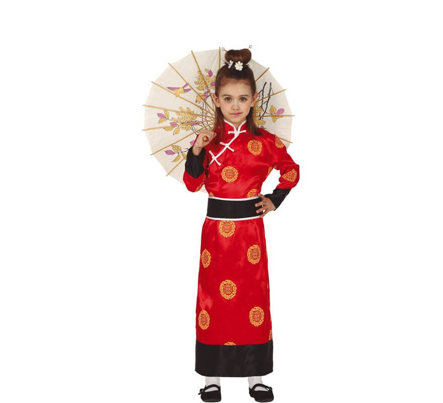 Disfraz de China Rojo y Negro para niña