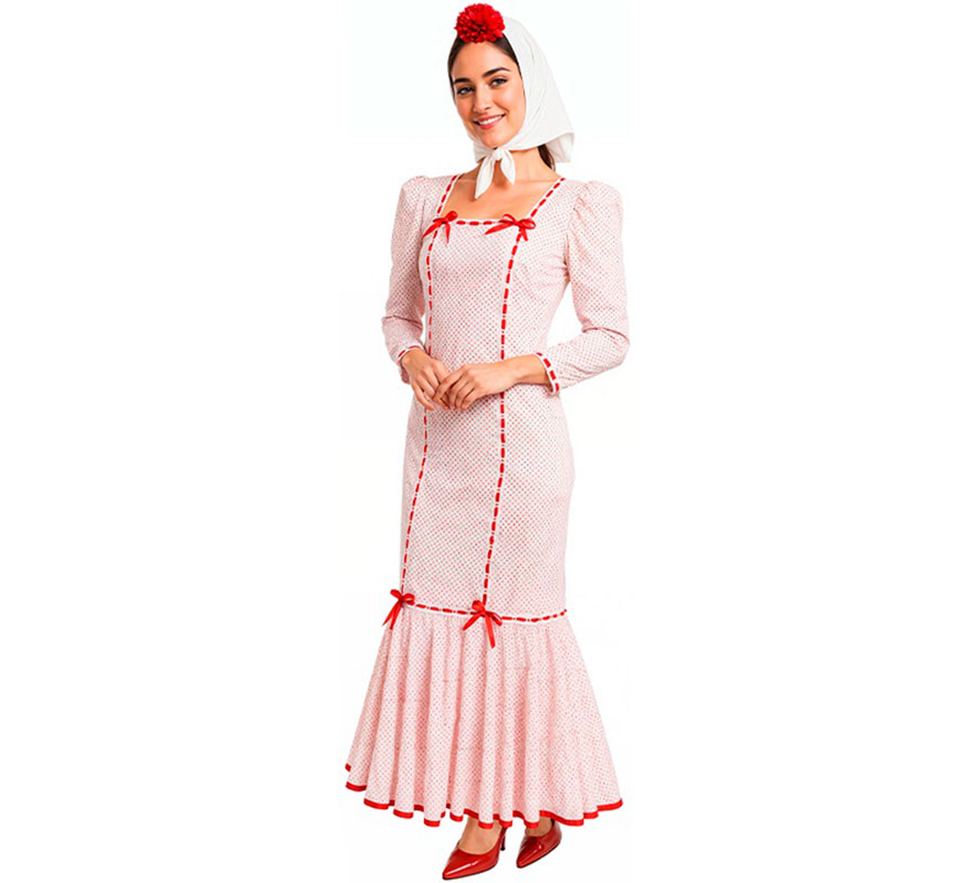 Disfraz de Chulapa Clásico blanco y rojo para mujer Disfraz de Chulapa Clásico blanco y rojo para mujer