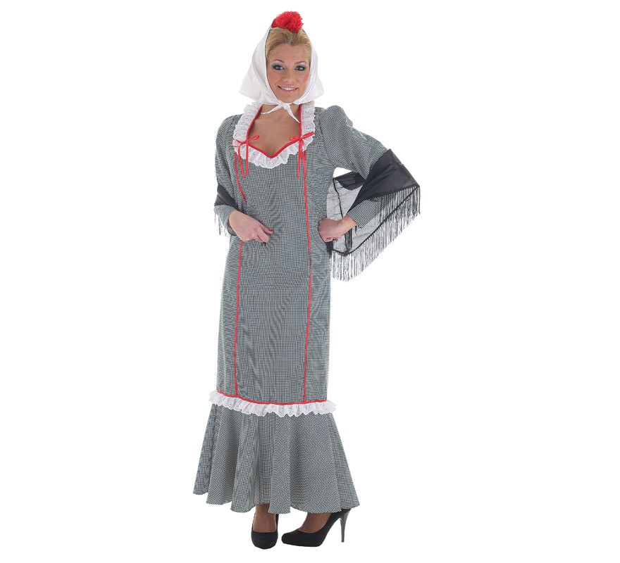 Disfraz de Chulapa madrileña pata de gallo para mujer