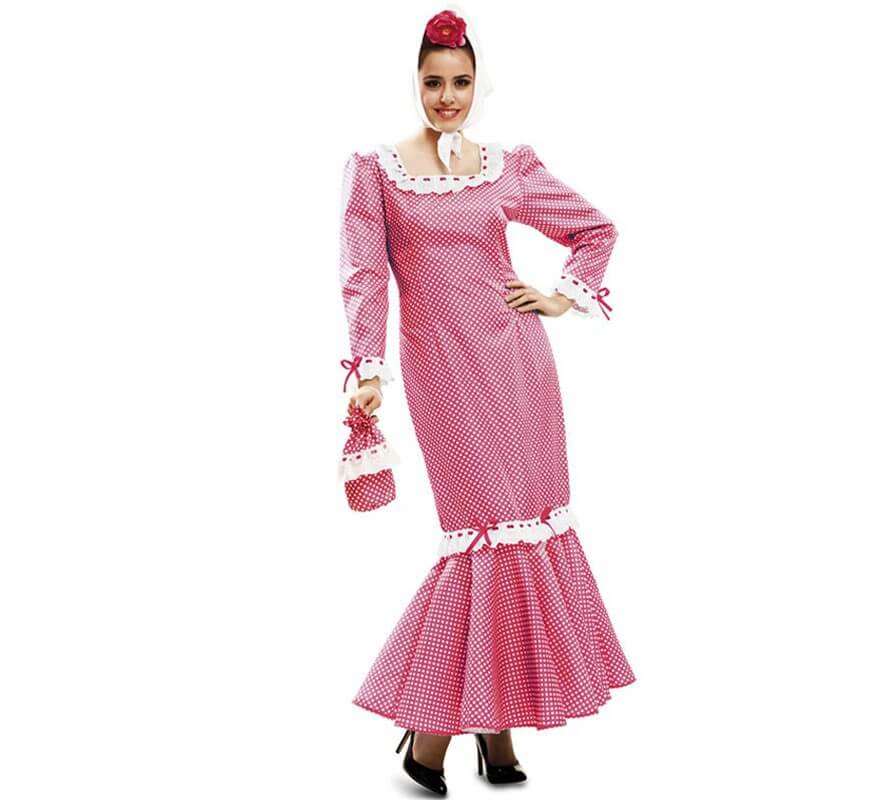 Disfraz de chulapa o madrileña rosa para mujer