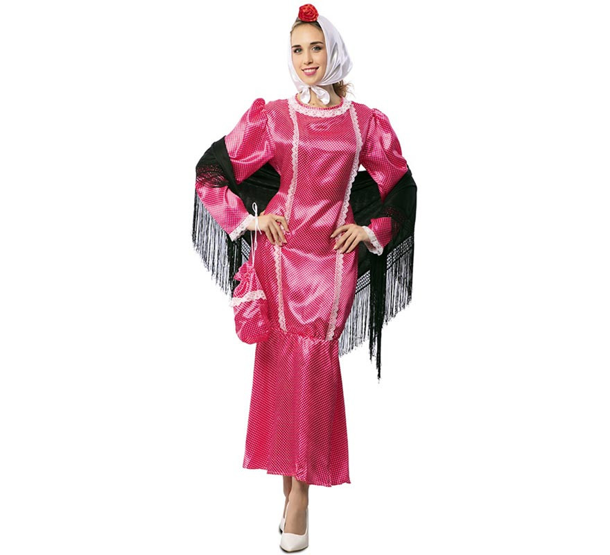 Chulapa costume pink dress with scarf for women