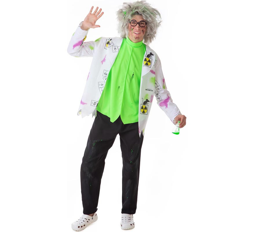 White and green mad scientist costume for men