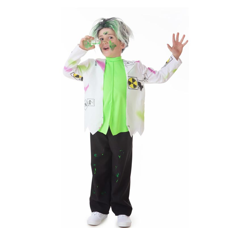 White and green mad scientist costume for kids