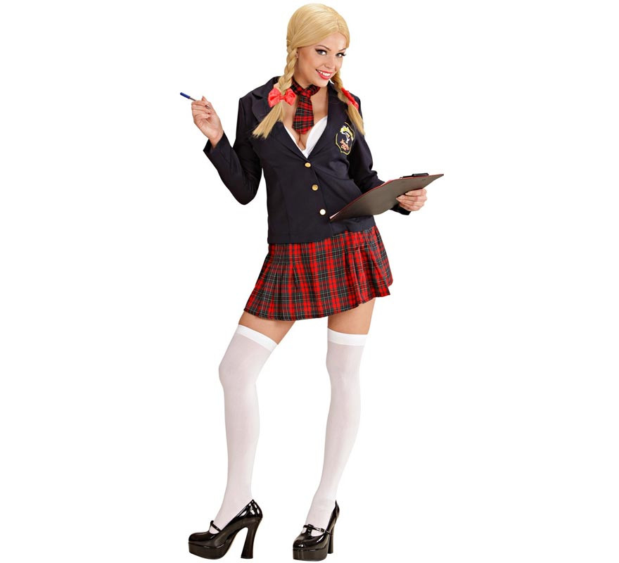 Black and red schoolgirl costume with jacket for women