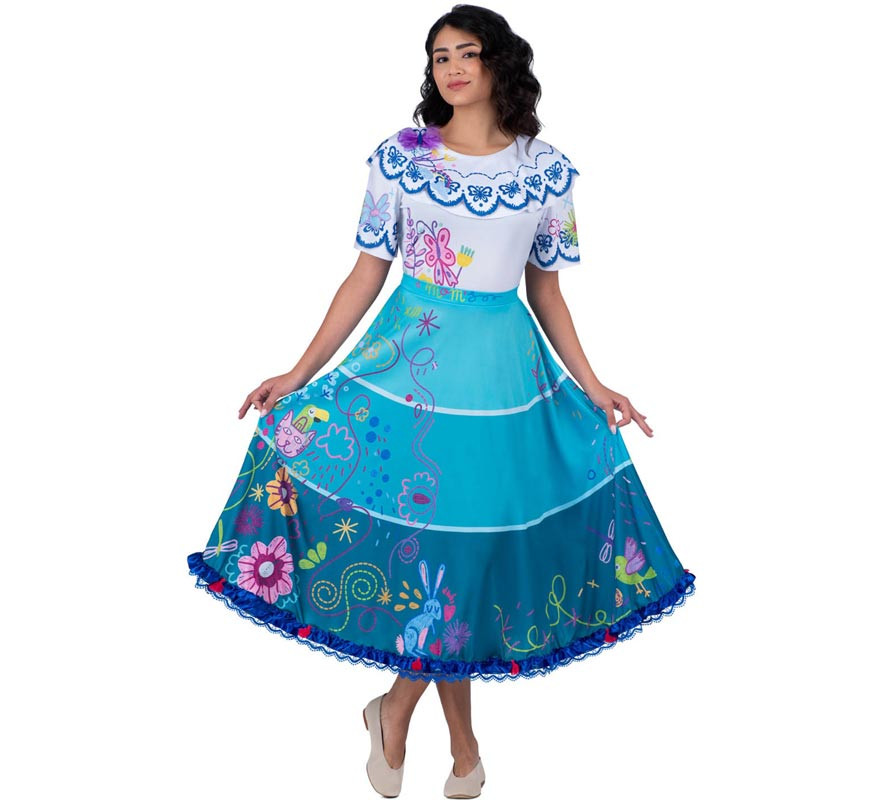 Blue and white floral Colombian costume for women