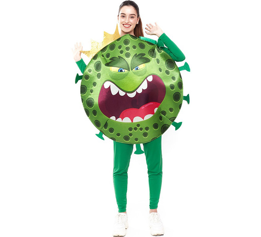 Costume da coronavirus verde con corona per adulto