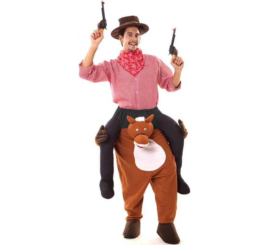 Costume da cowboy sulle spalle di cavallo per adulti
