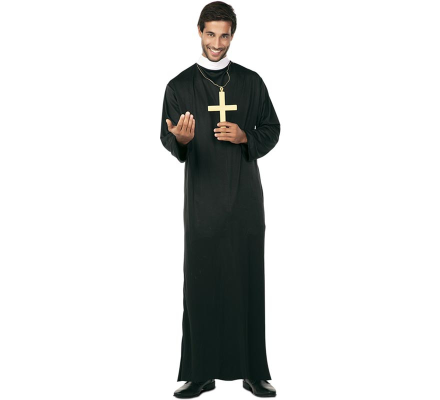 Costume prete con croce bianca uomo