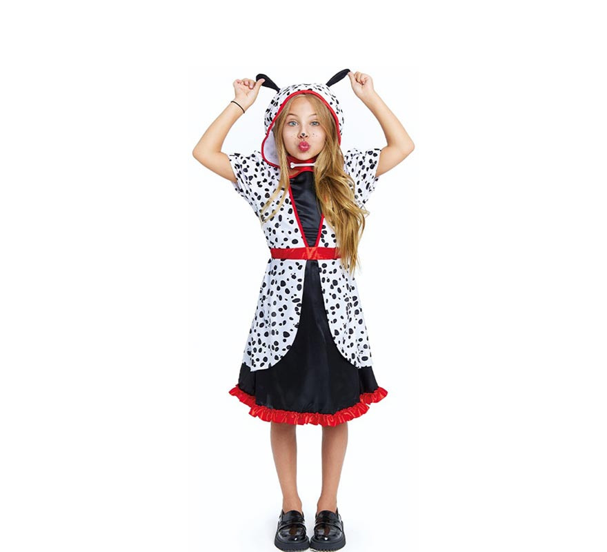 Dalmatian costume in hooded dress for girls and teenagers