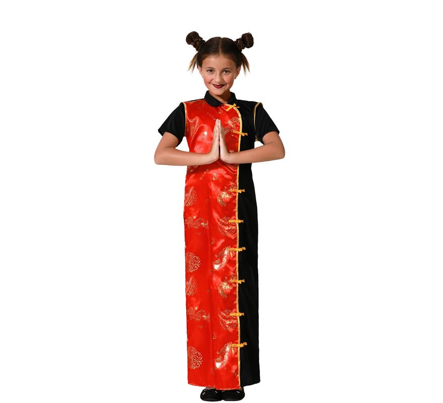 Black and red Chinese lady costume for girls