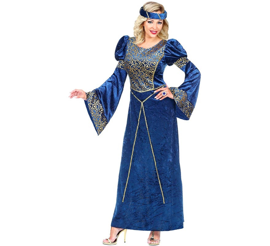 Blue and Gold Renaissance Lady Costume for Women