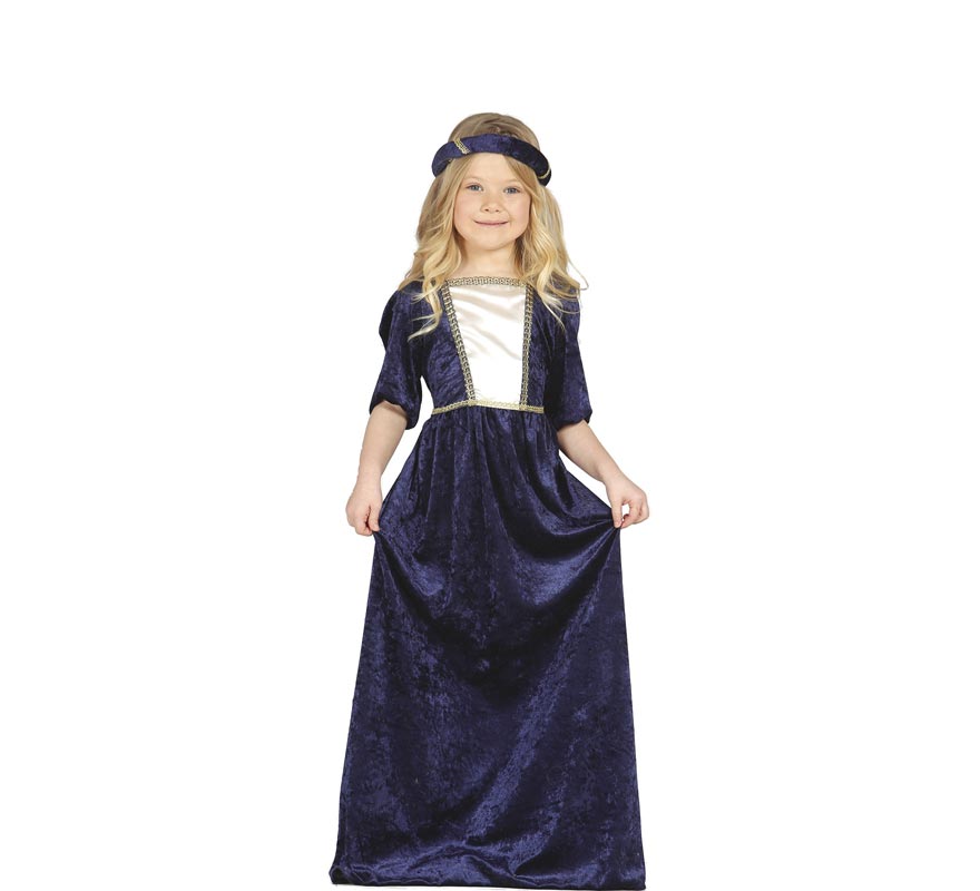 Blue Medieval Lady costume for girls