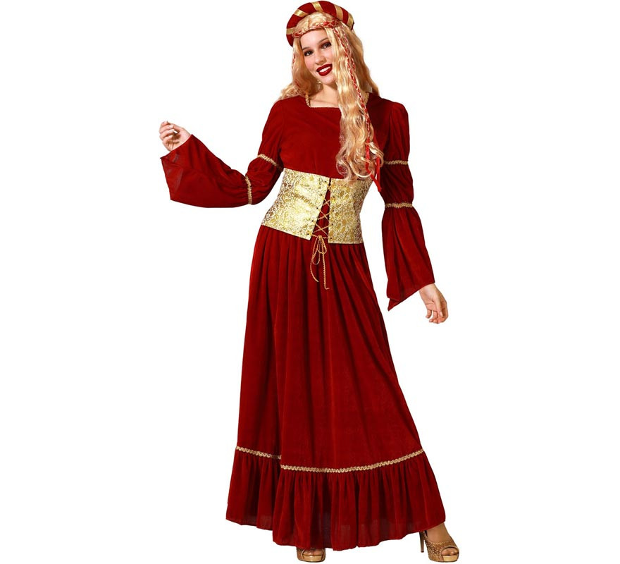 Red Renaissance Medieval Lady Costume for Women