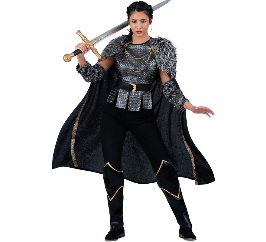 Women's Silver Viking Lady Costume with Cape