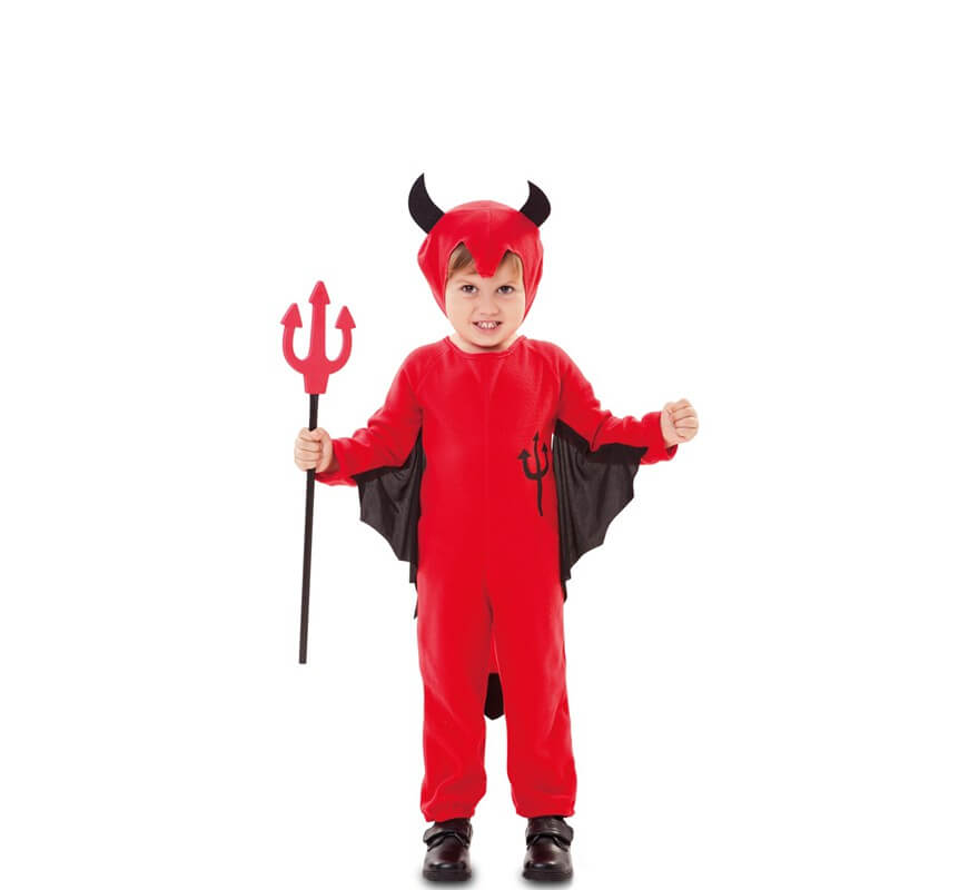 Disfraz de Demonio con tridente dibujado para niño y bebé