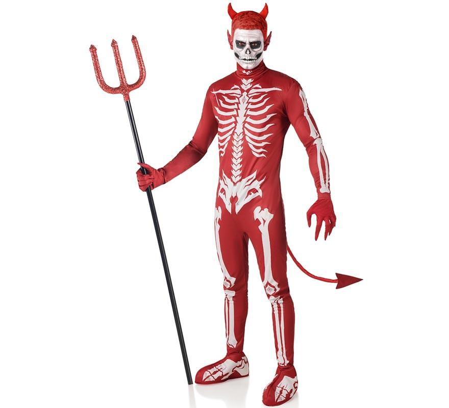 Red Skeleton Demon Costume for Men