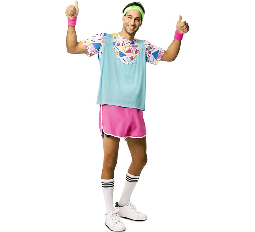 80s Sportsman Costume with Wristbands for Men