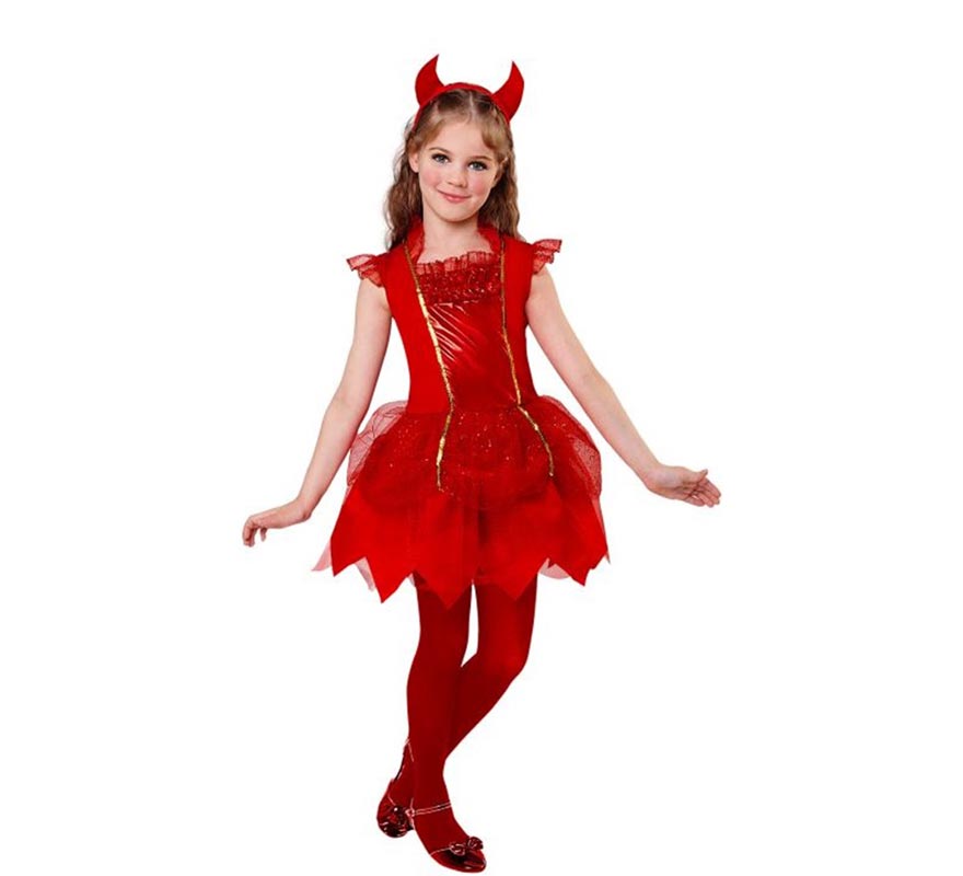 Devil Costume with Horns for Girls