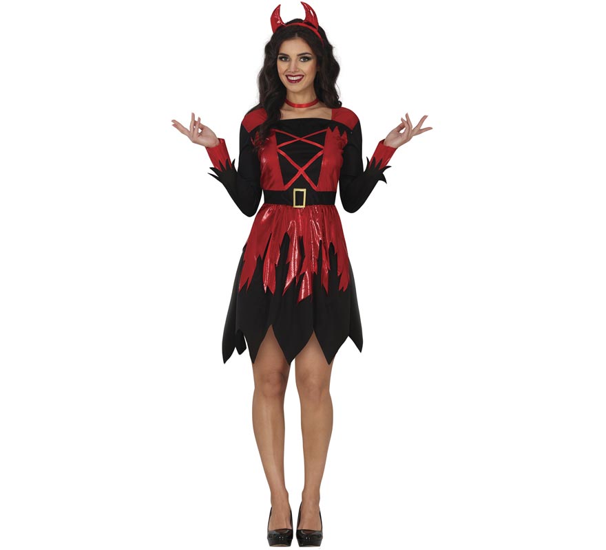 Red and black devil costume for women