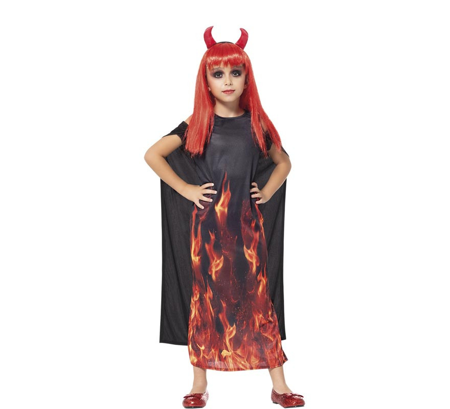 Girls' Flames Superior Devil Costume with Cape