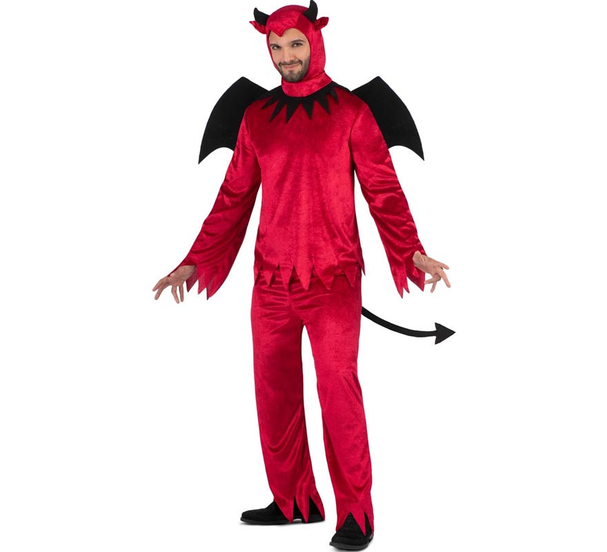 Red Devil costume with wings and tail for men