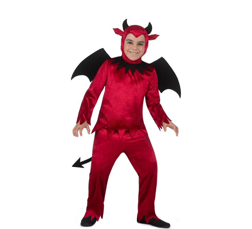 Red Devil costume with wings and tail for children