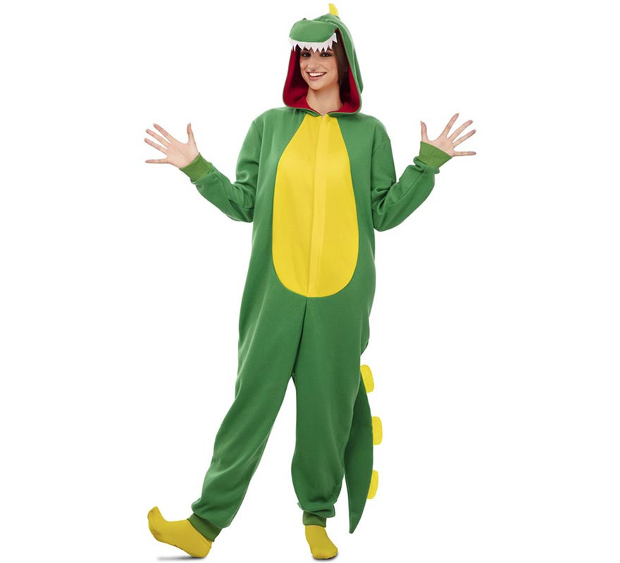 Green and yellow Kugurumi dinosaur costume for adults