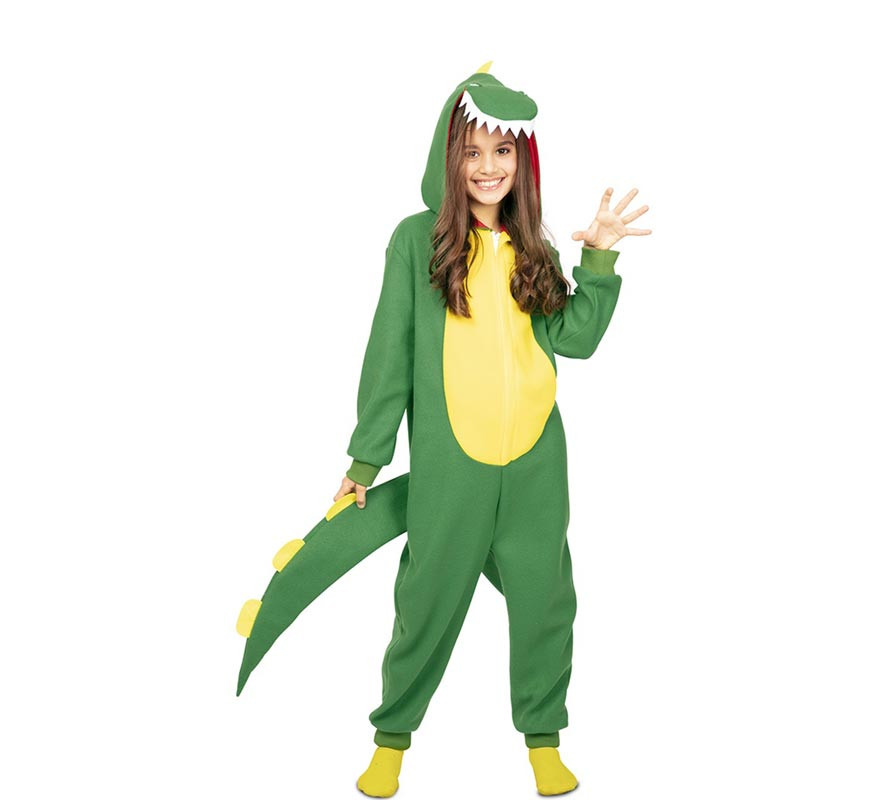 Green and yellow Kugurumi dinosaur costume for kids