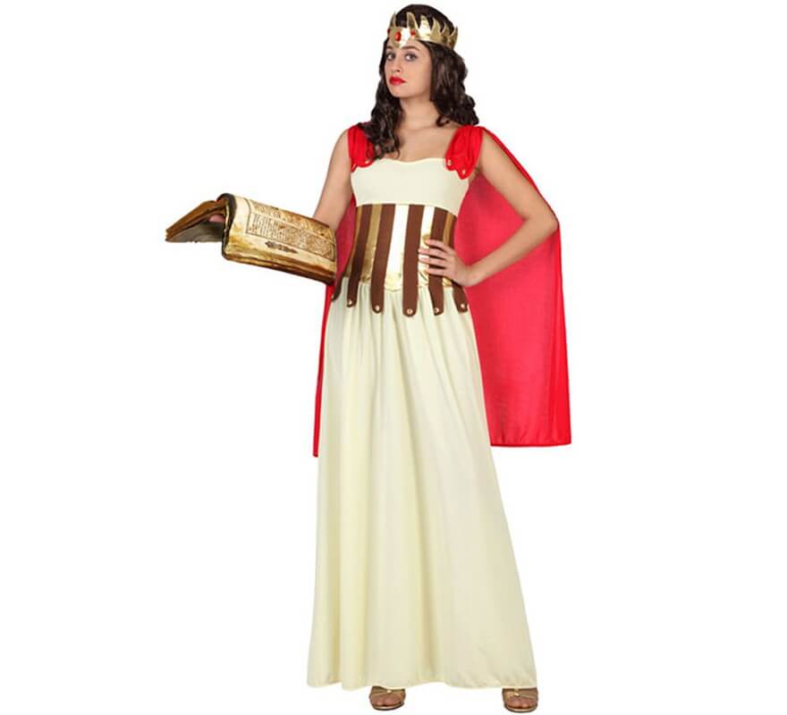 Disfraz de Diosa Griega con capa roja para mujer