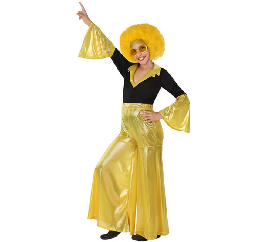 Disfraz de Disco Girl dorado para niña