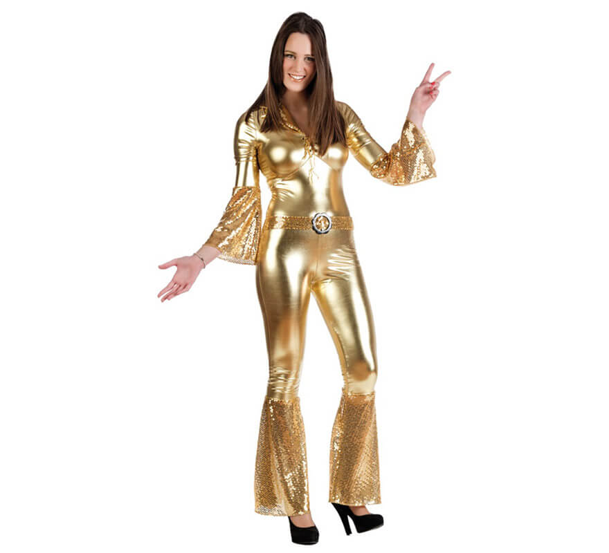 Disfraz de Diva de la Disco oro para mujer