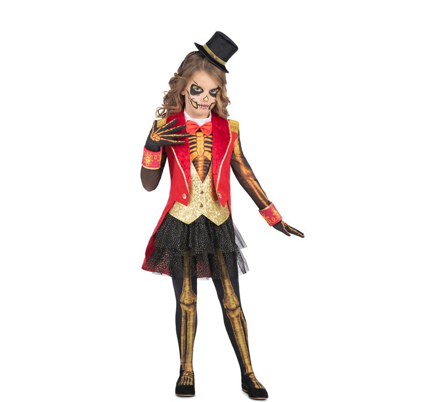 Skeleton Tamer costume with headdress for girl