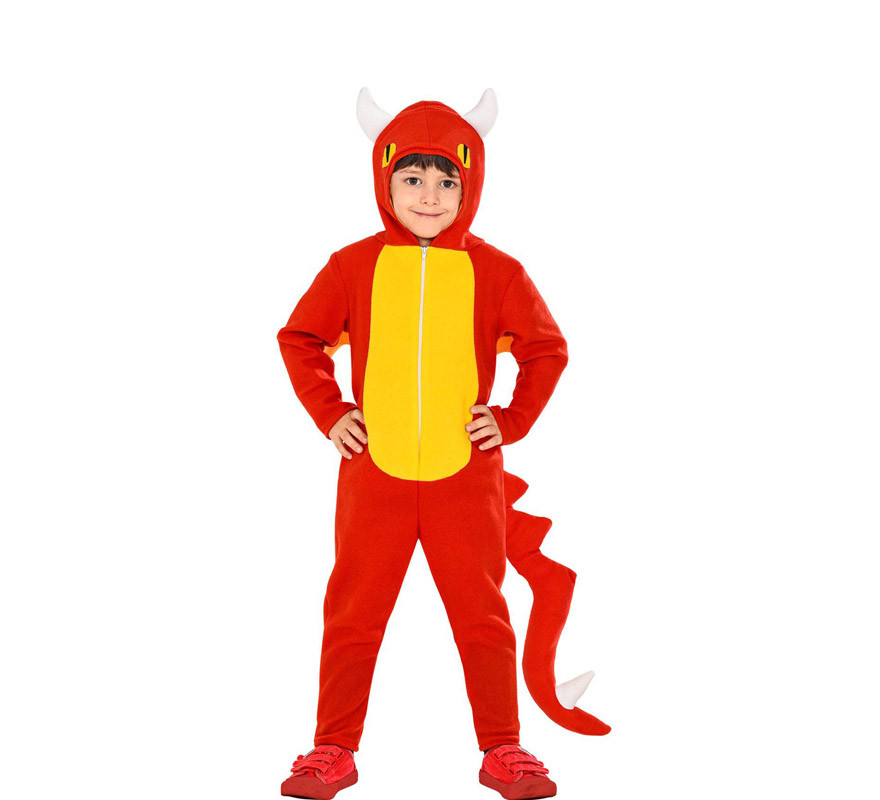Costume da drago rosso con coda per bambino
