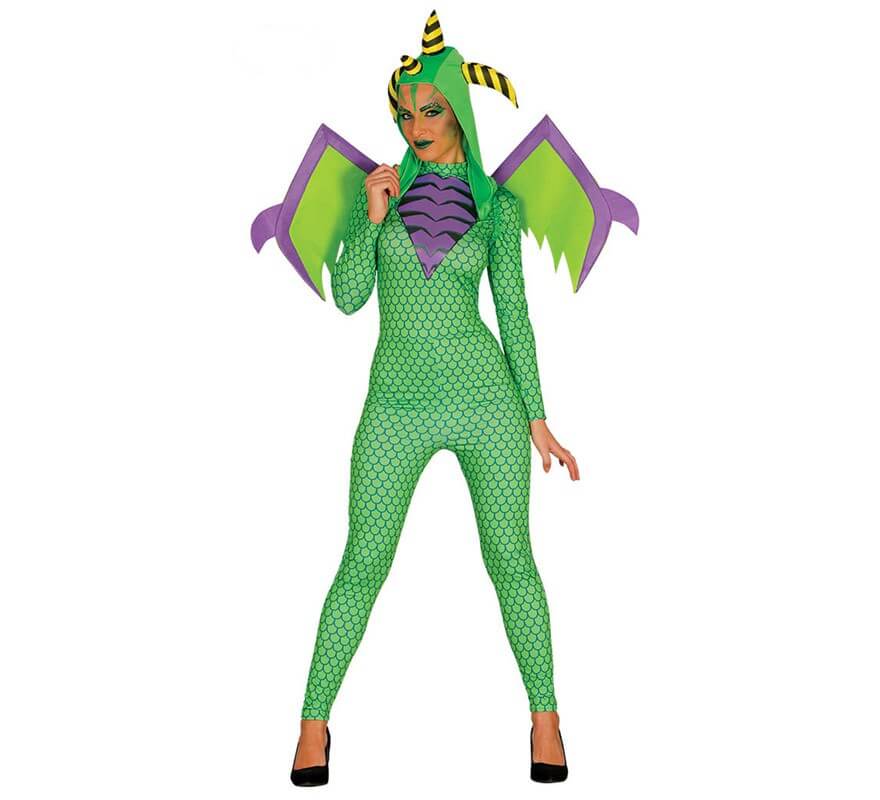 Déguisement de Dragon Vert avec ailes pour femme