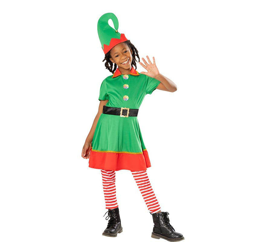 Santa's Helper Elf Costume with Hat for Girls