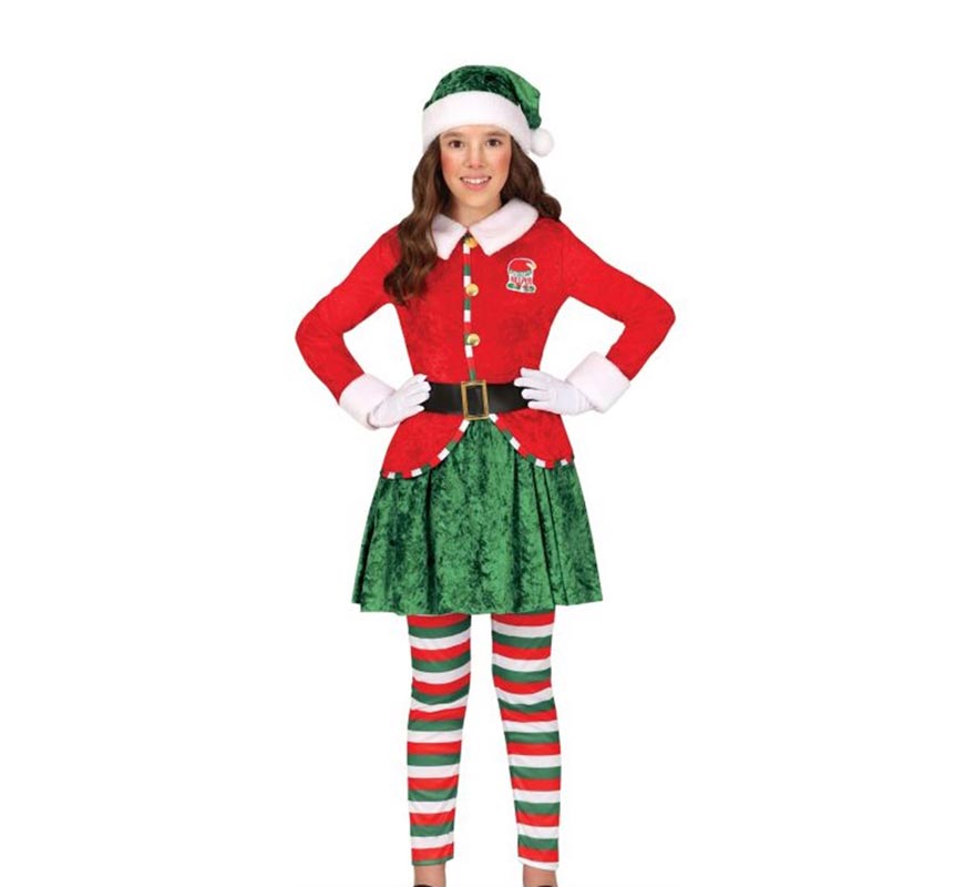 Santa's Helper Elf Costume with Hat for Girls