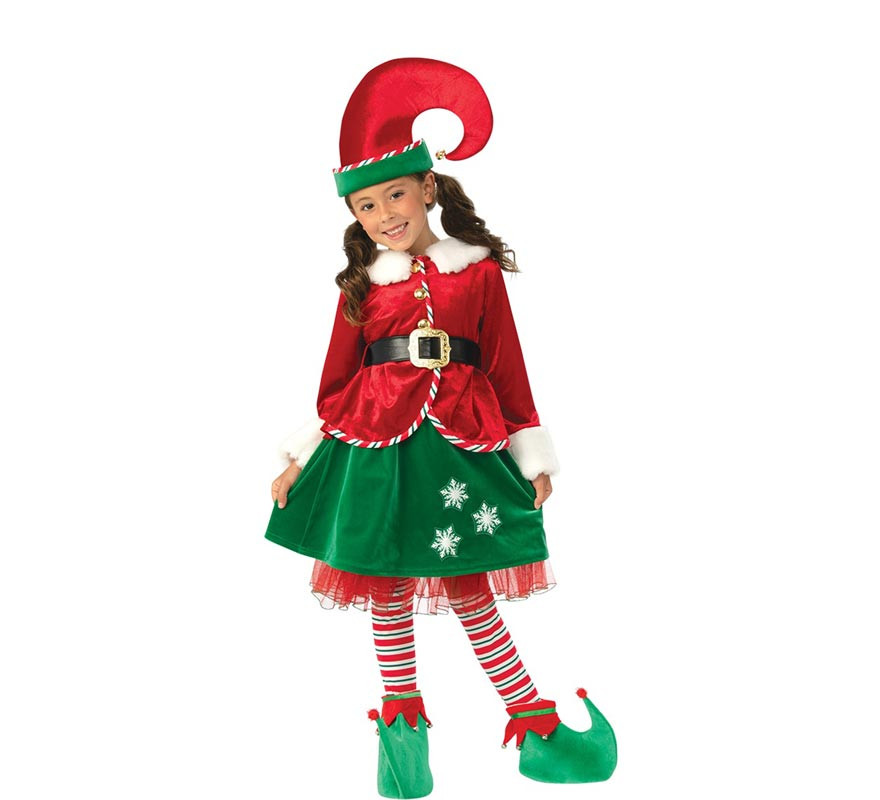 Deluxe Santa's Helper Elf Costume with Hat for Girls