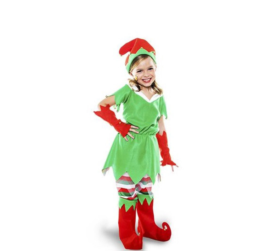 yuppiyei costume da elfo di babbo natale per bambina, bambina