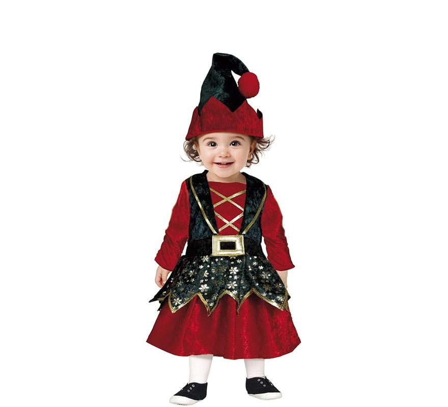 Dark green Christmas elf costume for babies