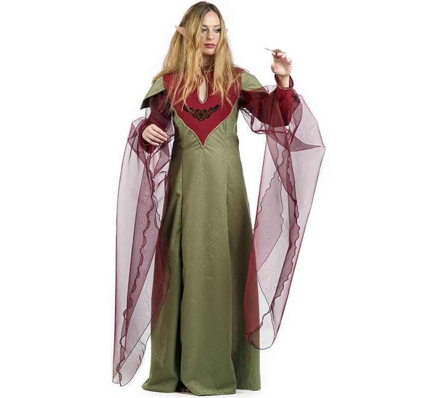 Disfraz de Elfa Verde Medieval para mujer