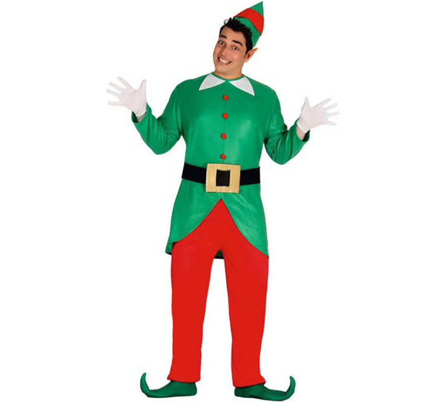 Disfraz de Elfo verde y rojo para hombre