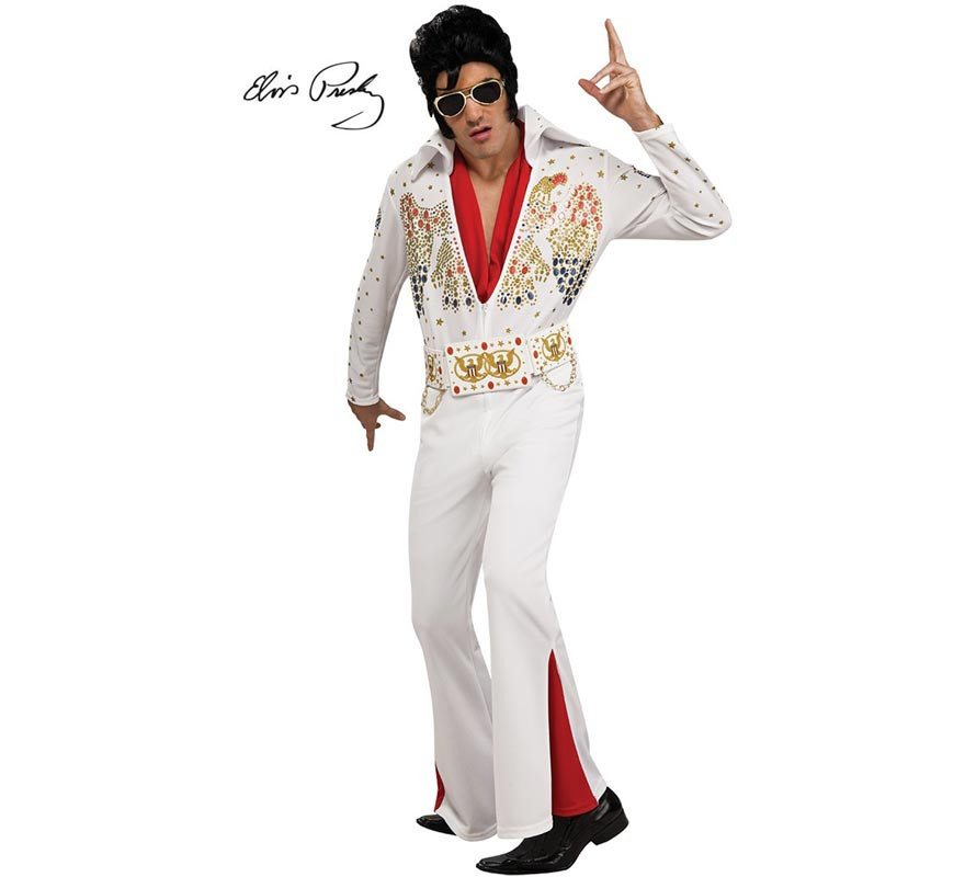 Deluxe white and red classic Elvis costume for men