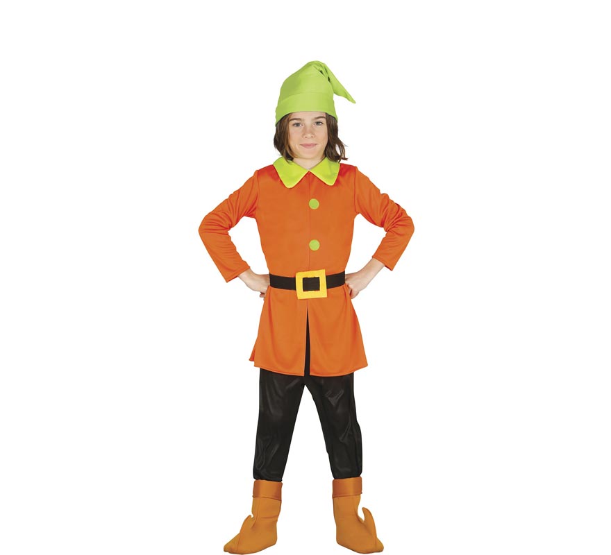 Orange and green Fairy Tale Dwarf costume for children