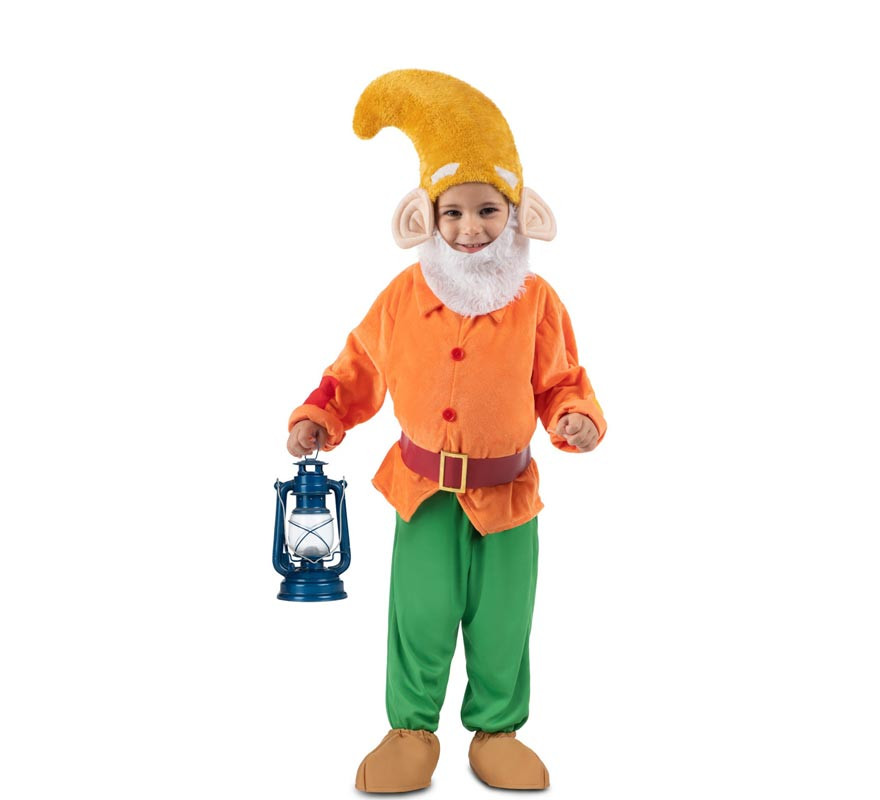 Orange dwarf costume with hat for children