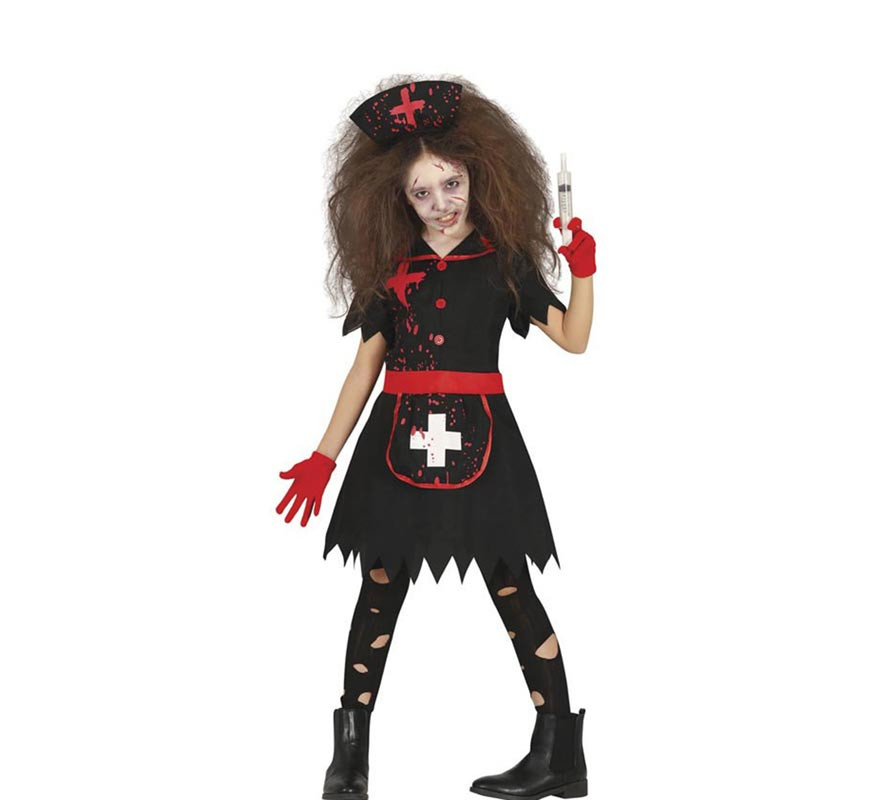 Black Zombie Nurse costume for girls