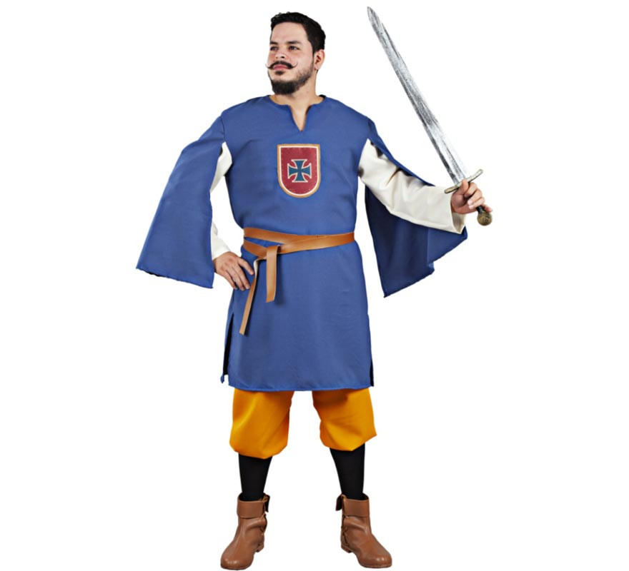 Blue and orange royal squire costume for men