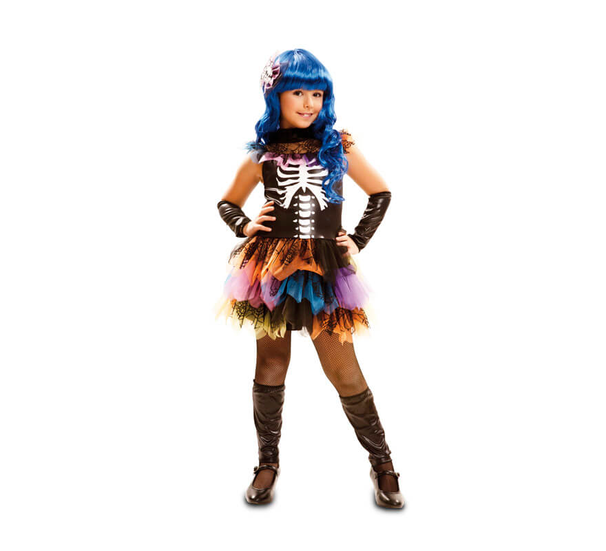 Disfraz de Esqueleto Arco Iris para niñas para Halloween