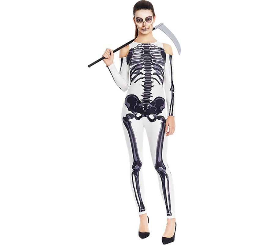 Women's Full White Skeleton Costume