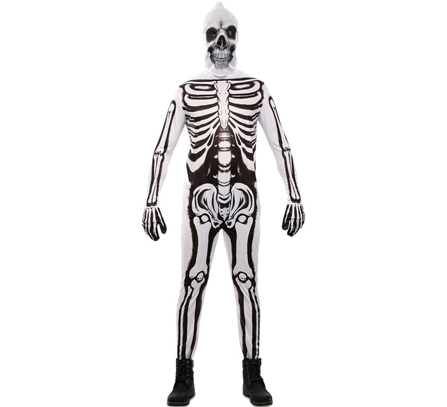 Black and white skeleton costume with mask for men