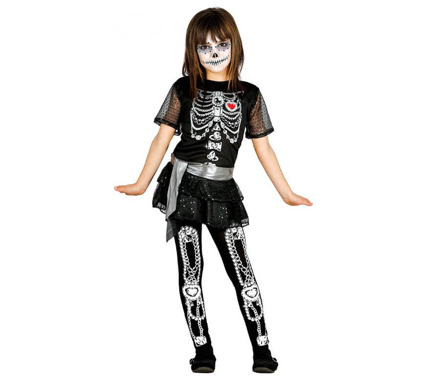 Disfraz de Esqueleto Brillante para niña